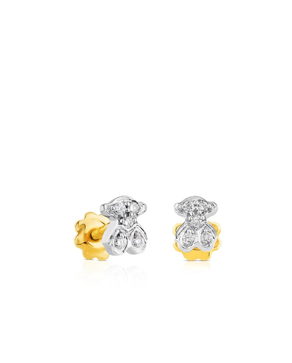 Brincos Puppies de Ouro Branco e Diamantes Branco-1