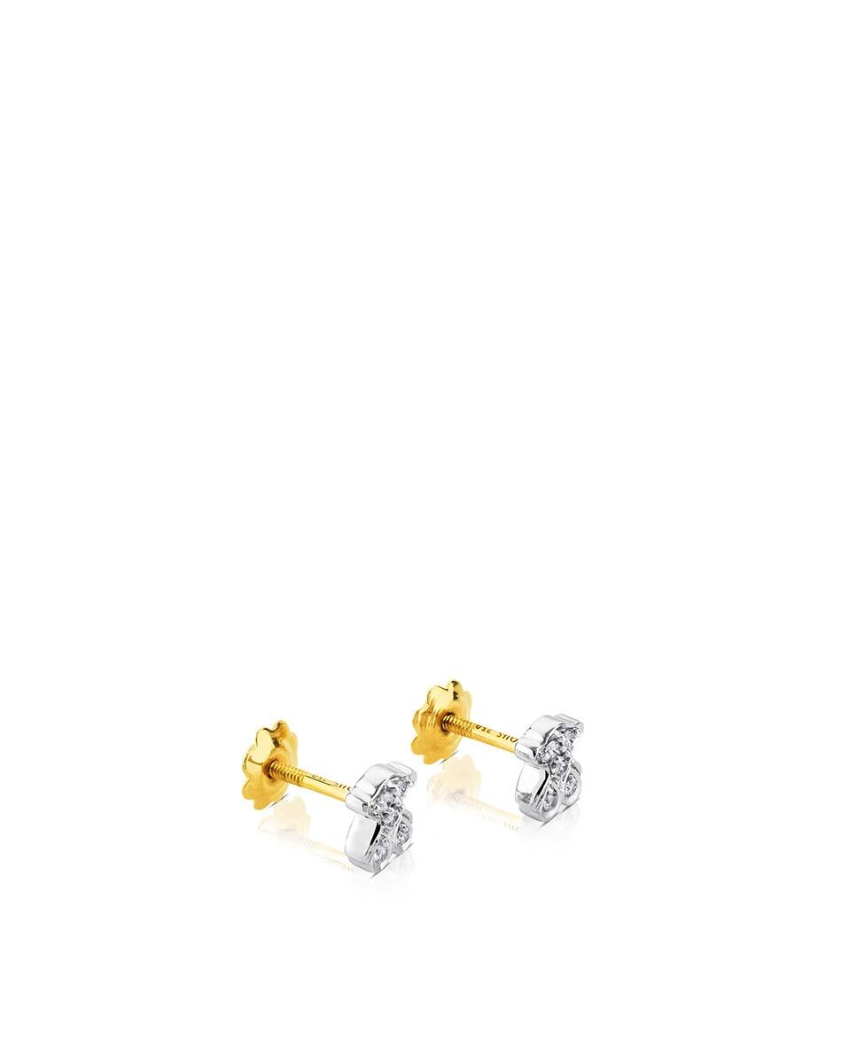 Brincos Puppies de Ouro Branco e Diamantes Branco-4