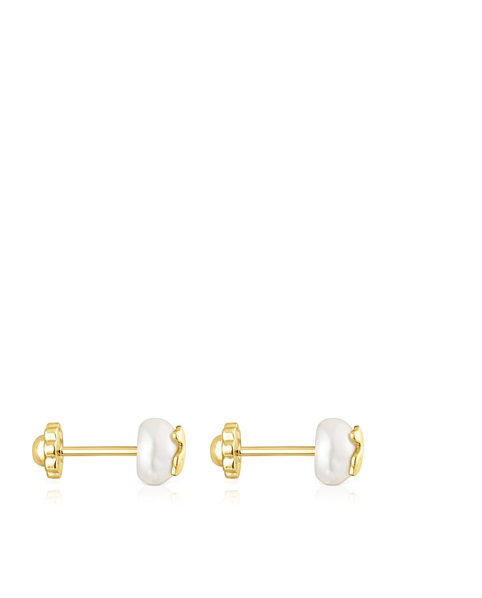 Pendiente Baby Tous de Ouro e Pérola com Motivo de Urso Branco-2