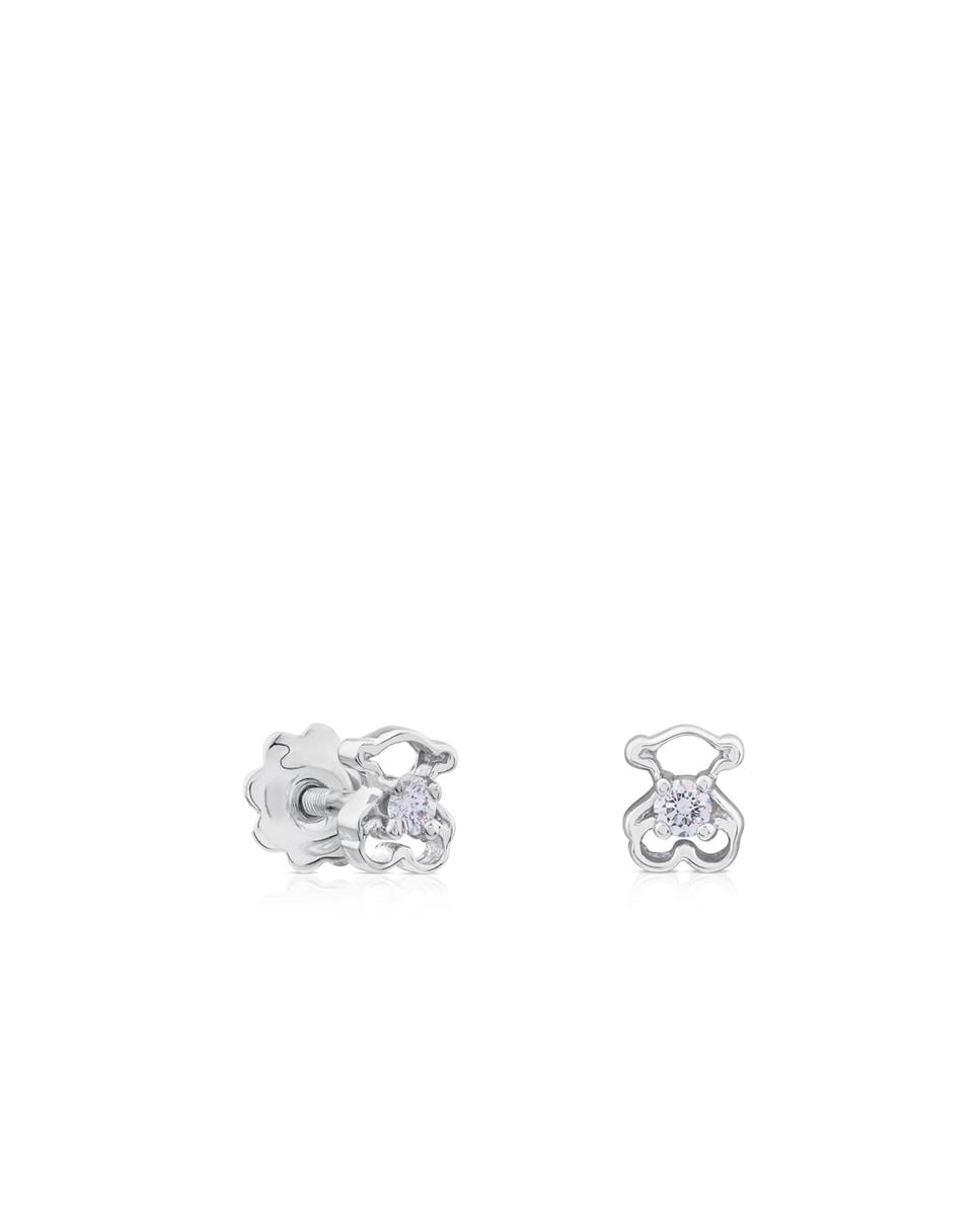 Brincos Silhueta de Ouro Branco com Diamantes Branco-1