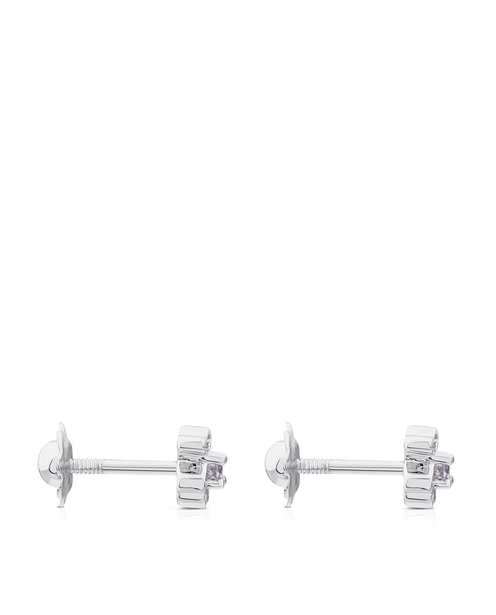 Brincos Silhueta de Ouro Branco com Diamantes Branco-2