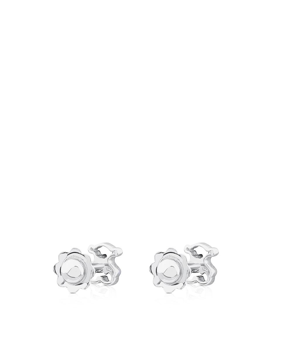 Brincos Silhueta de Ouro Branco com Diamantes Branco-3