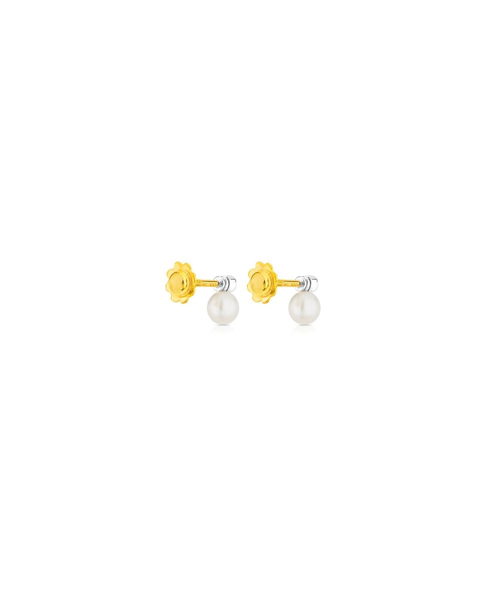 Brincos Tous Basics de Ouro Branco, Diamantes e Pérolas Multicolor-3