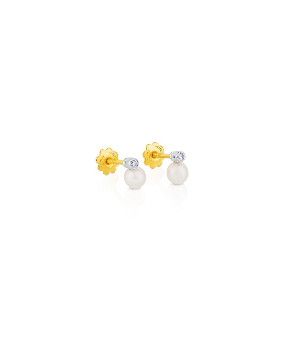 Brincos Tous Basics de Ouro Branco, Diamantes e Pérolas Multicolor-4