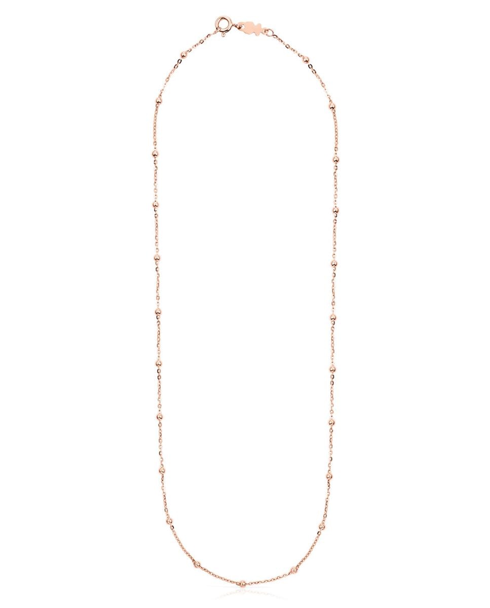 Colar Chain em Prata Vermeil Rosa com Bolas Intercaladas Rosa-1