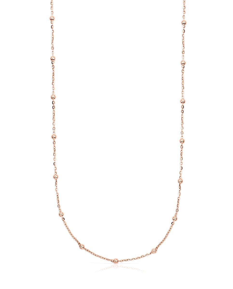Colar Chain em Prata Vermeil Rosa com Bolas Intercaladas Rosa-2
