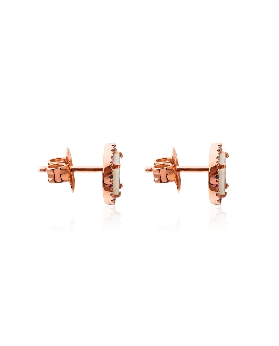 Brincos Camille Banhados em Ouro de 18 Kt Sobre Prata Rosa com Madrepérola e Safira Multicolor Multicolor-2