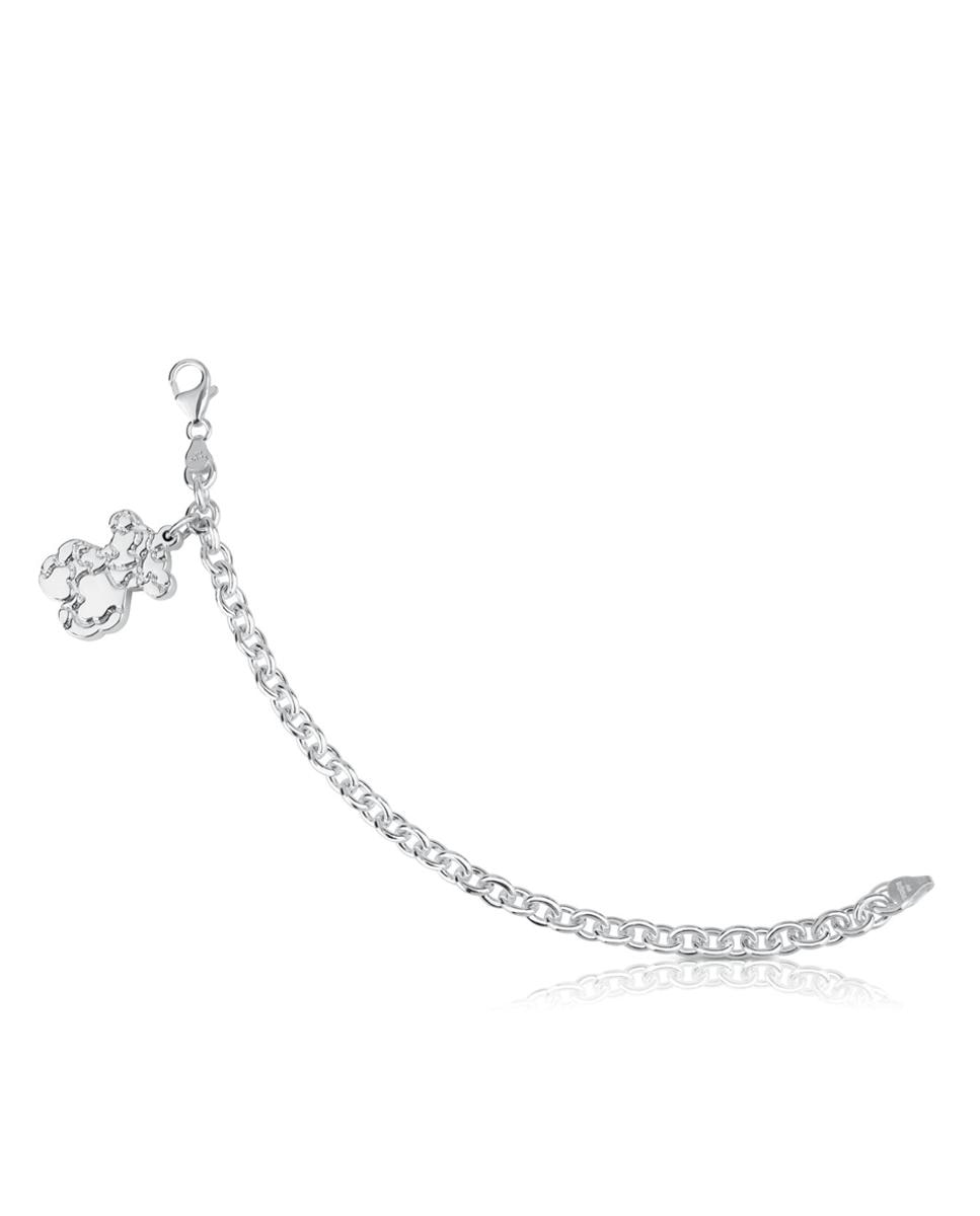 Pulseira de Corrente Sweet Dolls Rolo de Prata com Urso Prateado-1