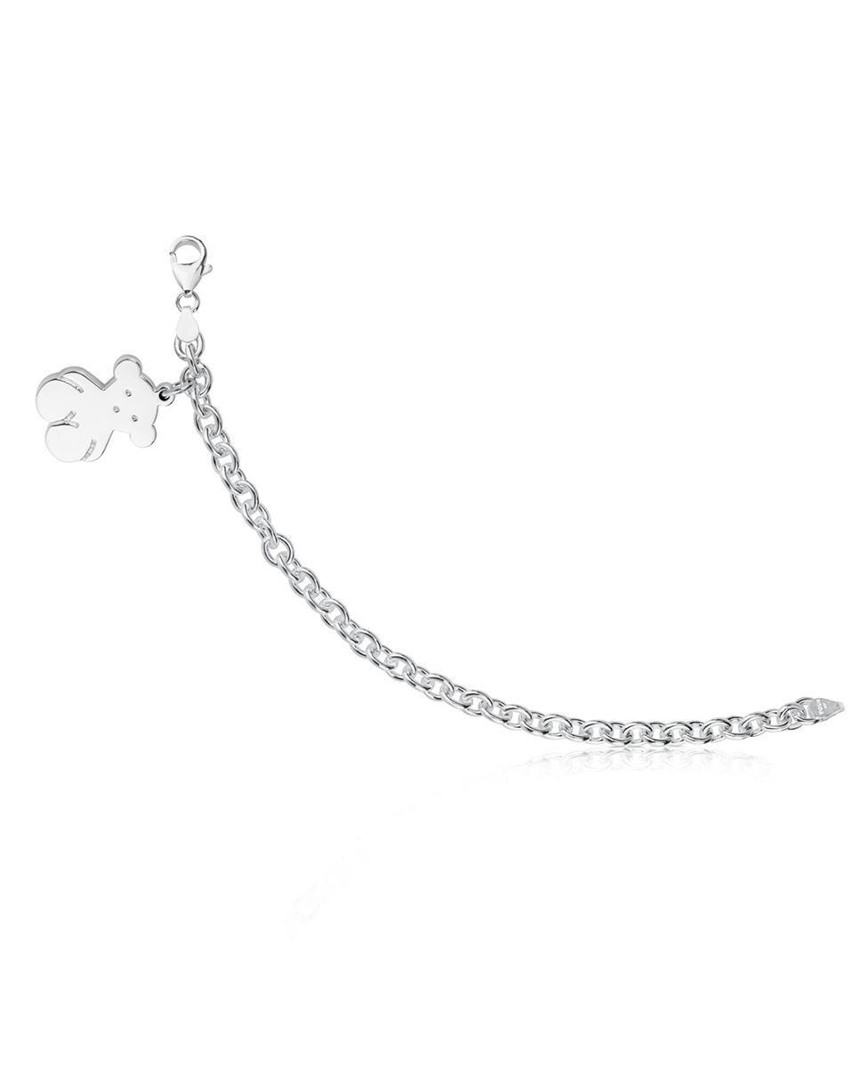 Pulseira de Corrente Sweet Dolls Rolo de Prata com Urso Prateado-2
