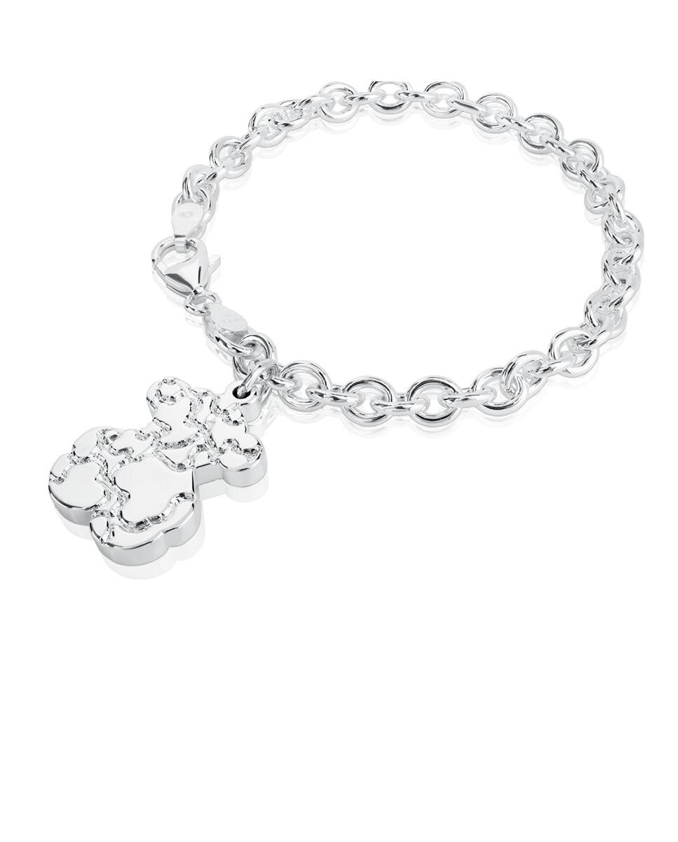 Pulseira de Corrente Sweet Dolls Rolo de Prata com Urso Prateado-3