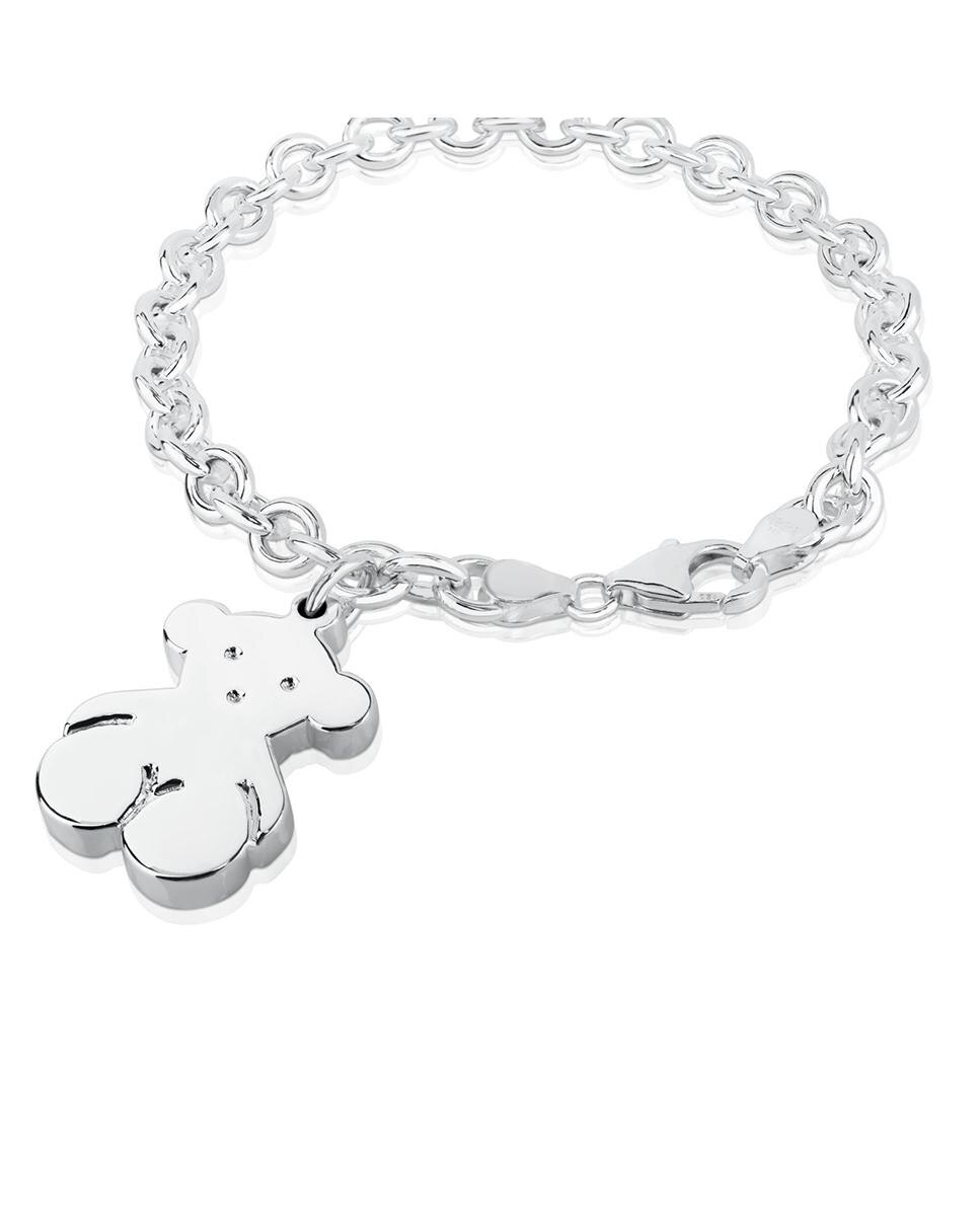 Pulseira de Corrente Sweet Dolls Rolo de Prata com Urso Prateado-4