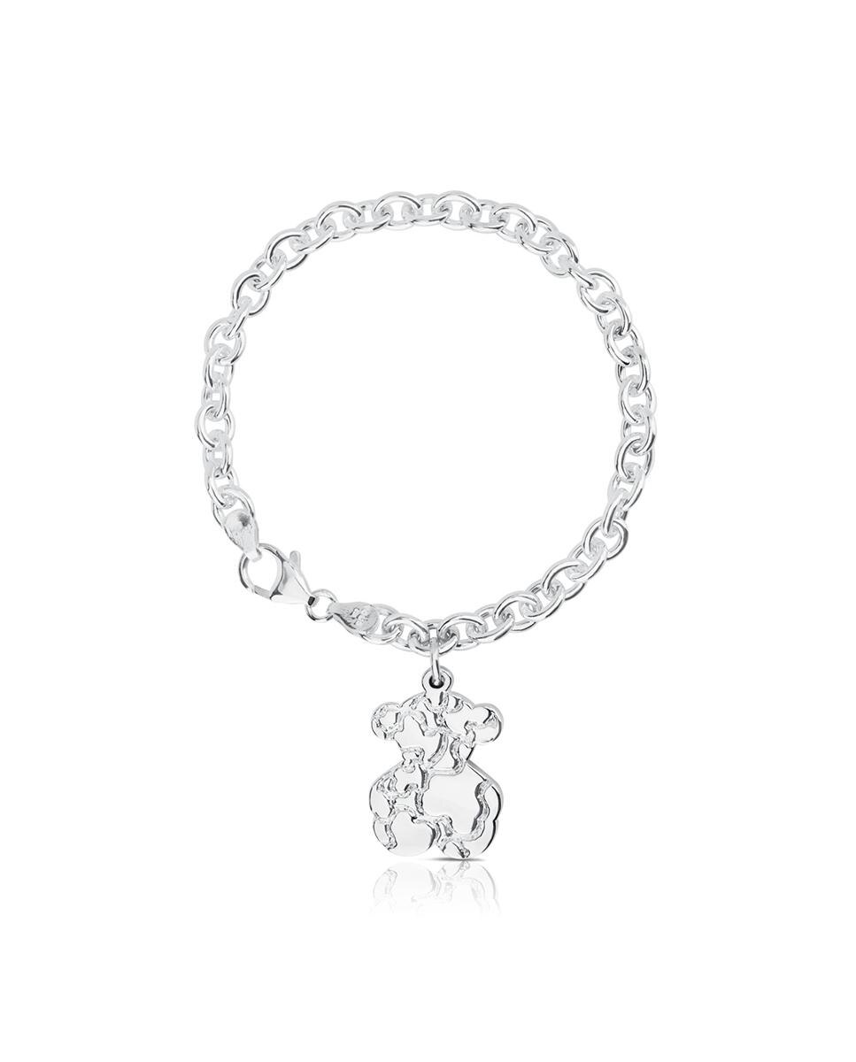 Pulseira de Corrente Sweet Dolls Rolo de Prata com Urso Prateado-5