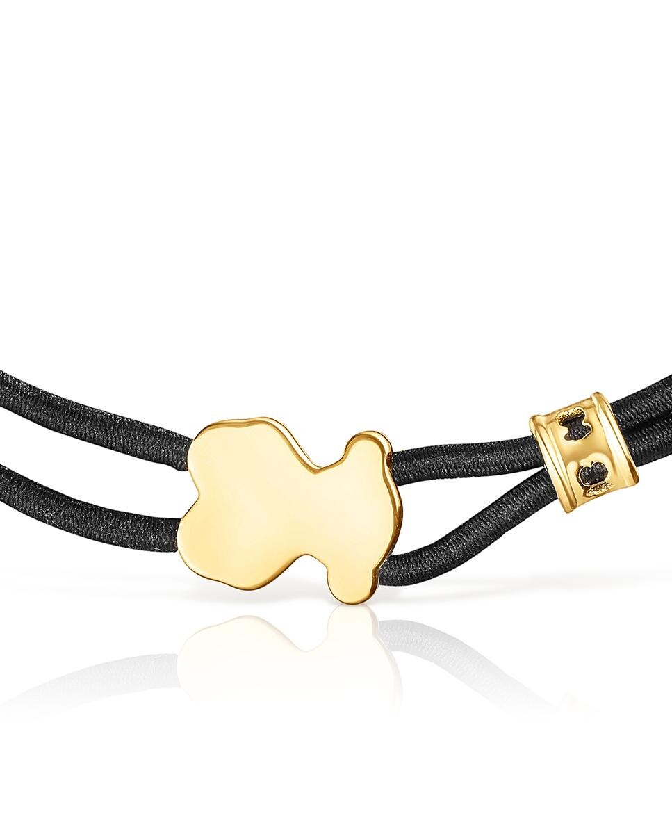 Pulseira Tous Sweet Dolls Elástica de 17cm com Motivo com Banho de Ouro 18 Kt Sobre Prata Preto-3