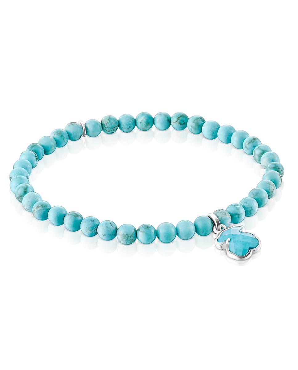 Pulseira de Corrente Icon Color de Prata e Magnesitas Azul-turquesa-1