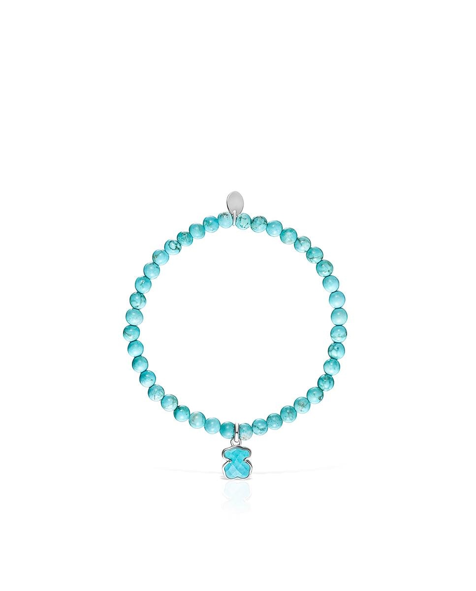Pulseira de Corrente Icon Color de Prata e Magnesitas Azul-turquesa-2