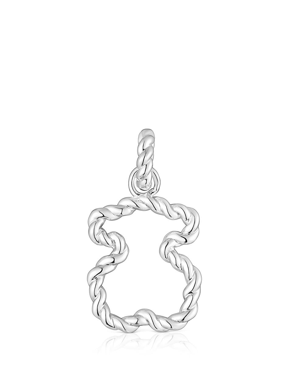Pendente Twisted com Silhueta de Urso Prateado-1