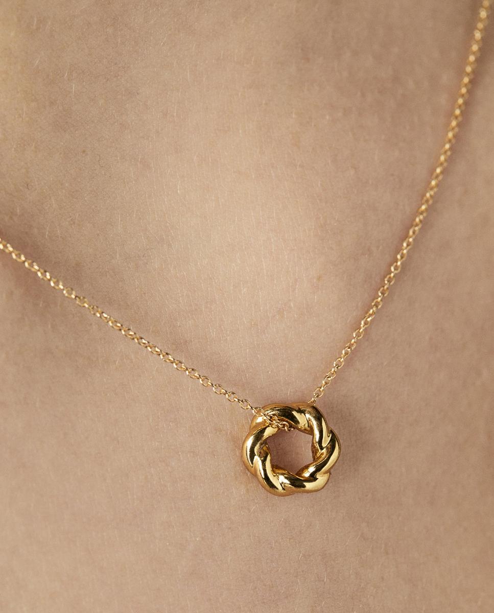 Colar Twisted Círculo Dourado Ouro-5