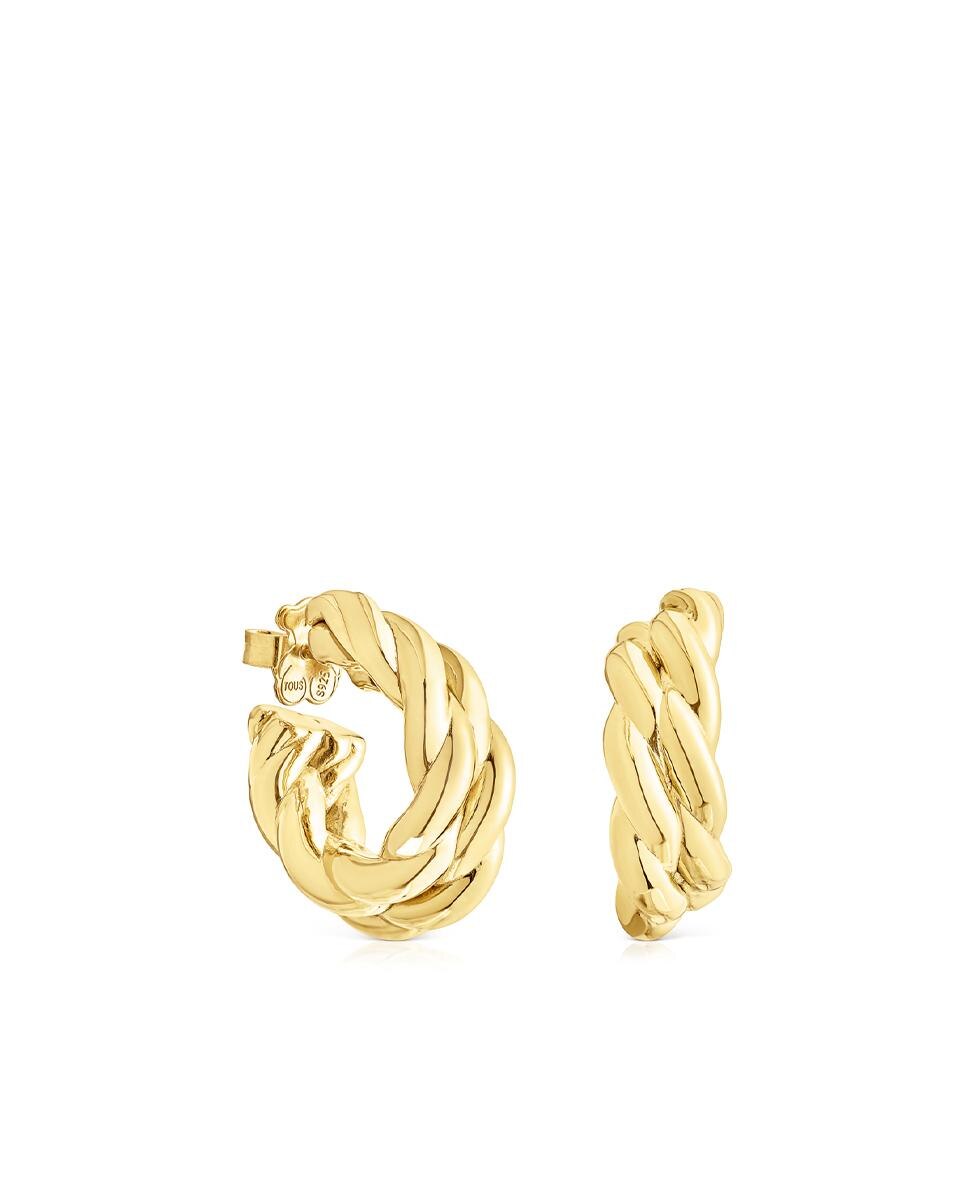 Brincos Twisted Duplas em Prata Ouro-1