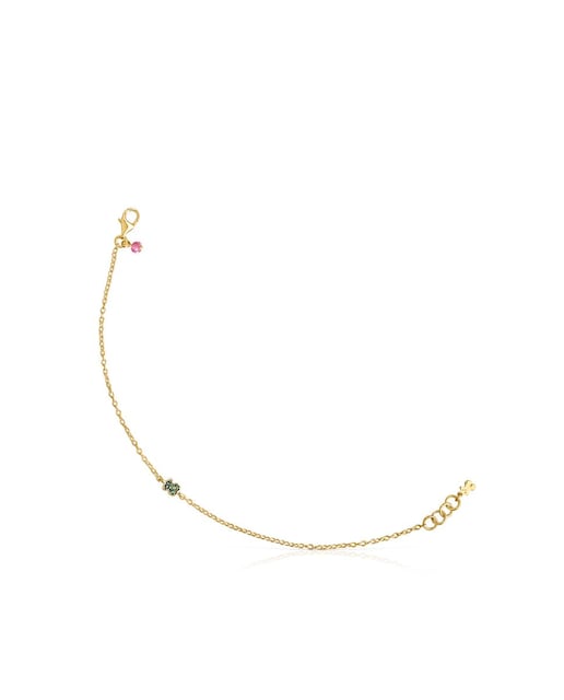 Imagem 0 de Pulseira New Motif em Prata Vermeil com Urso de Cromodiópsidos