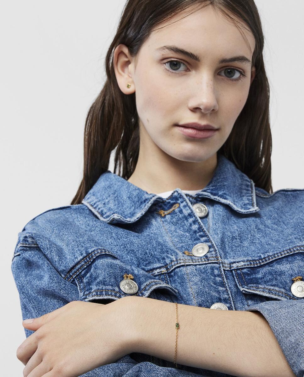 Pulseira New Motif Banhada a Ouro de 18 Kt em Prata com Urso de Cromodiópsidos Multicolor-4