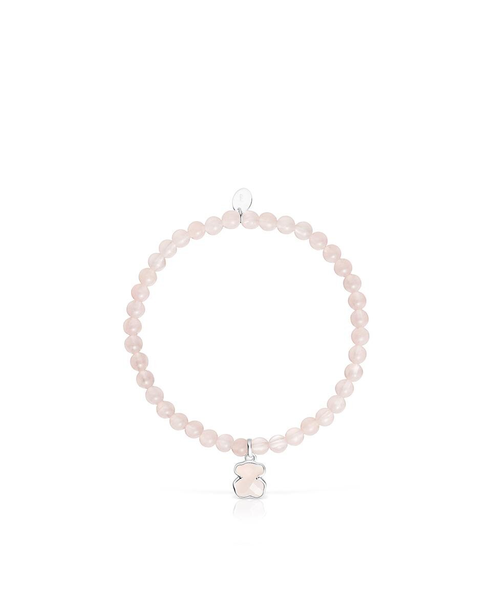 Pulseira de Corrente Icon Color de Prata e Quartzo Rosa-claro-2
