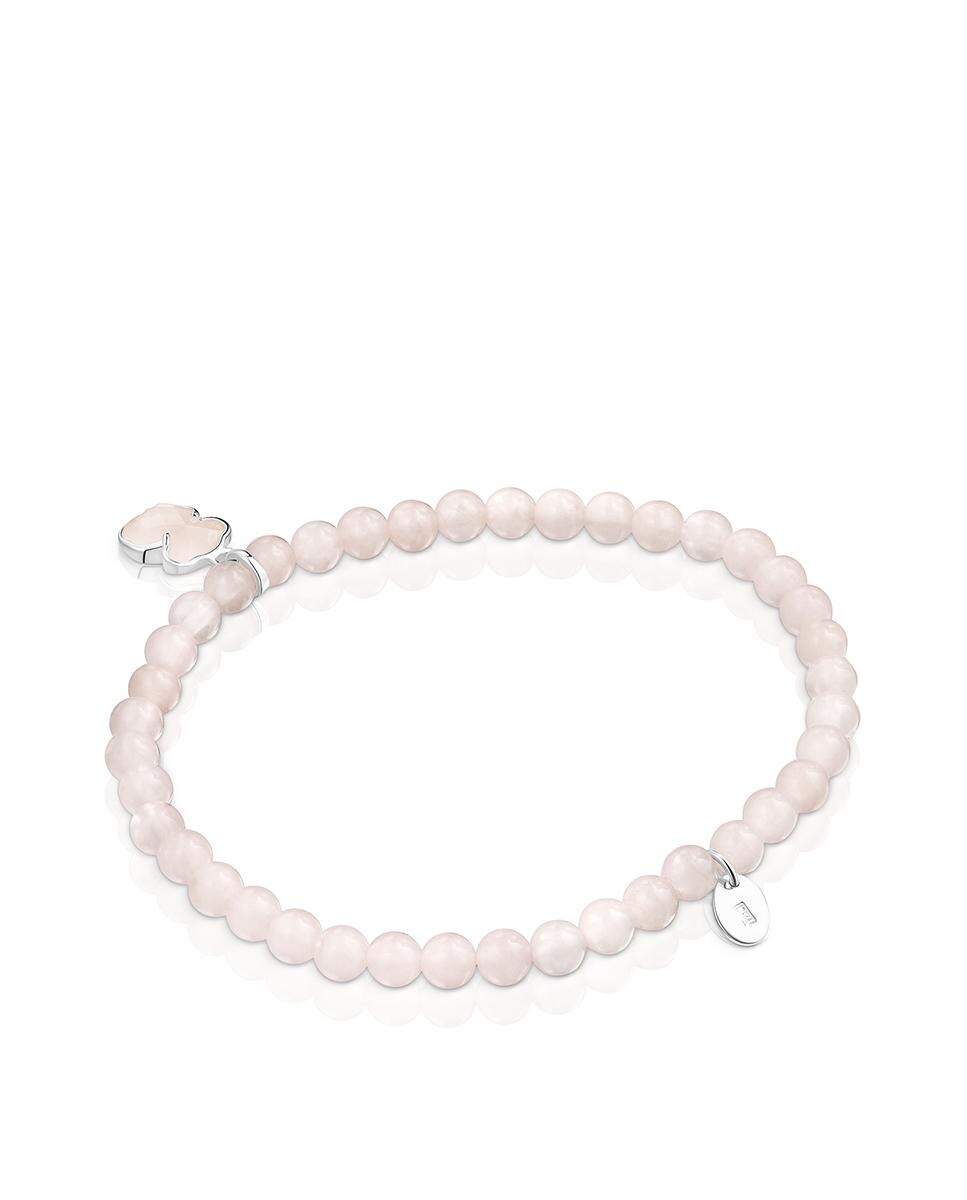 Pulseira de Corrente Icon Color de Prata e Quartzo Rosa-claro-3