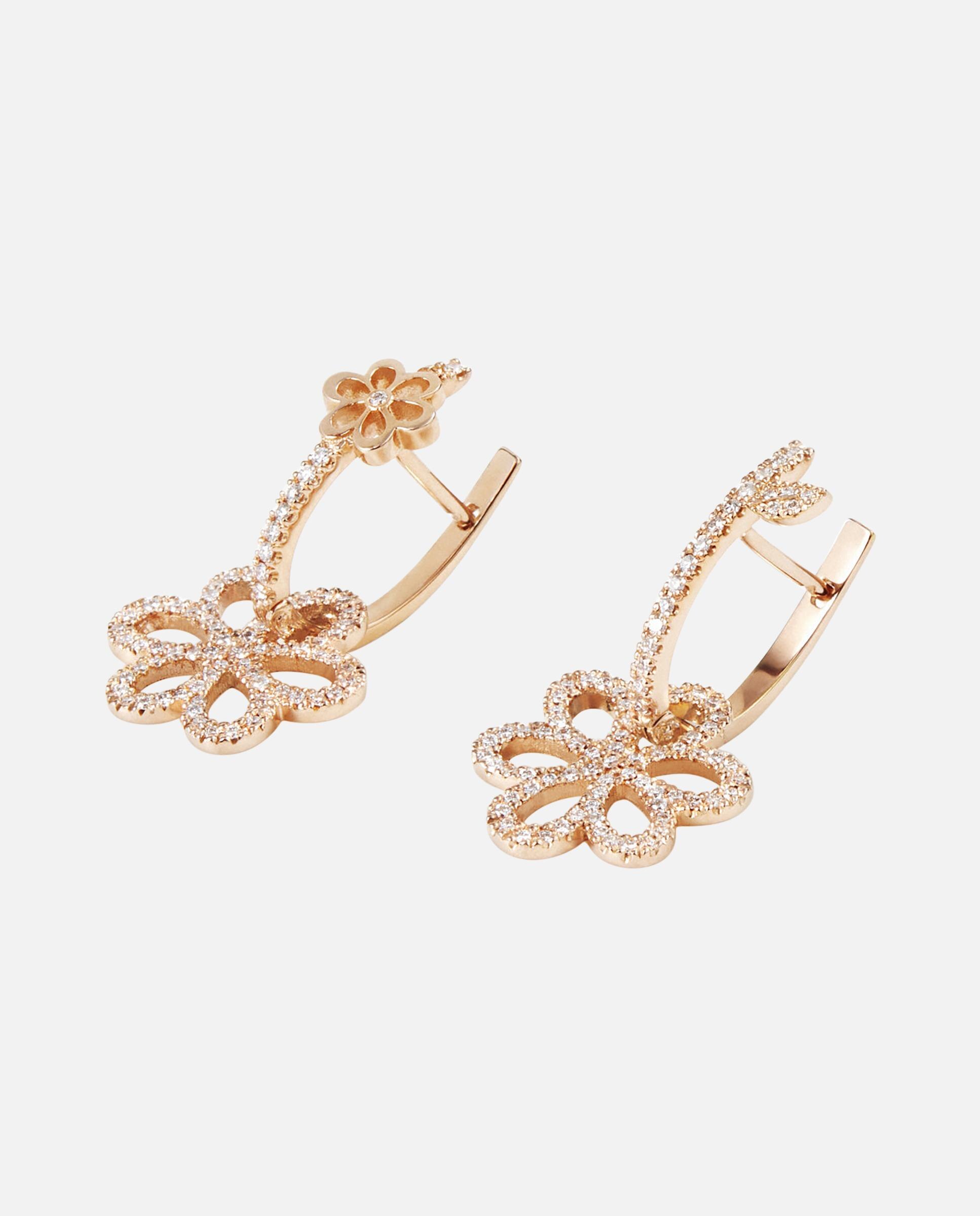 Brincos de Aro Atelier de Ouro Rosa com Diamantes Rosa / Branco-2