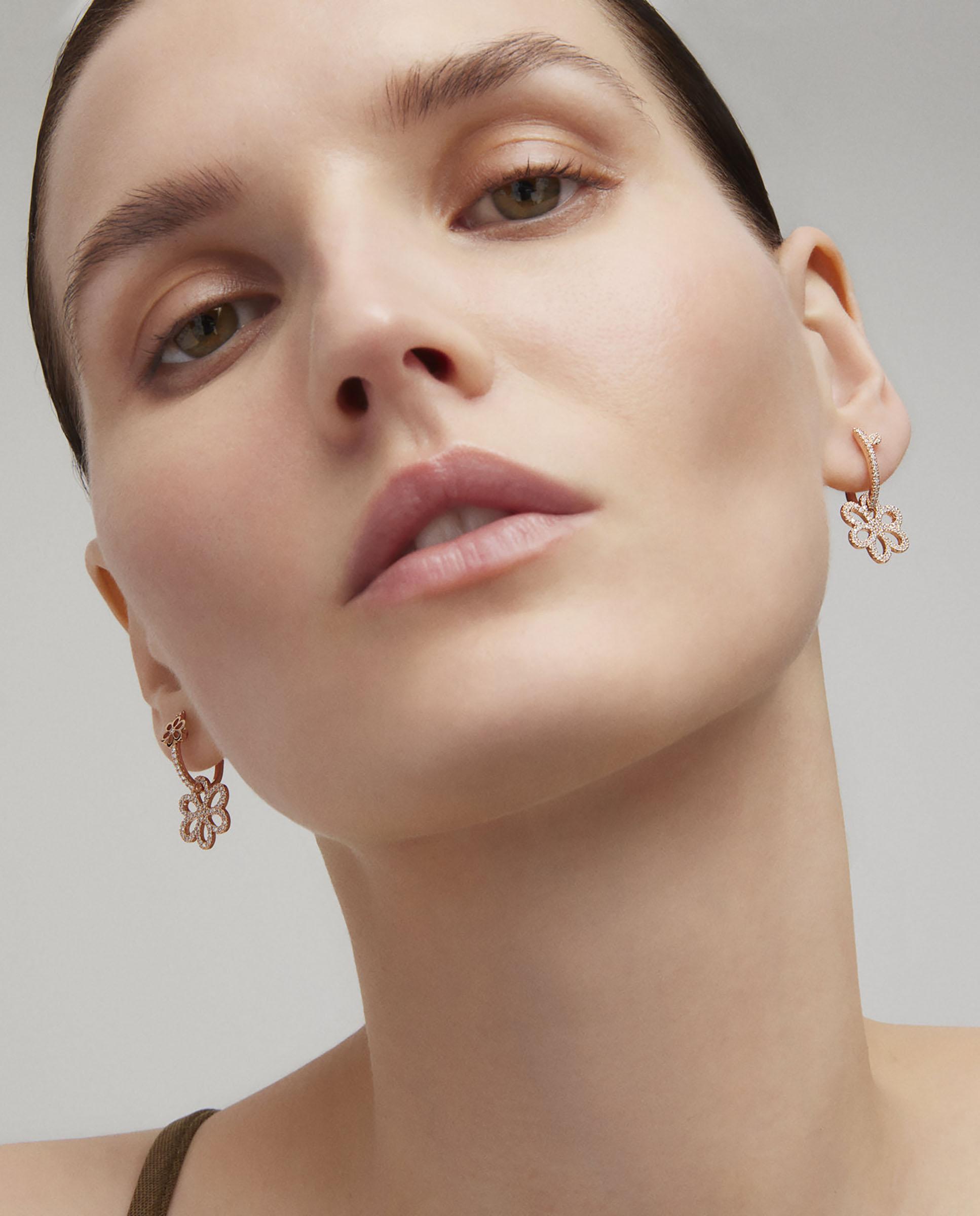 Brincos de Aro Atelier de Ouro Rosa com Diamantes Rosa / Branco-4