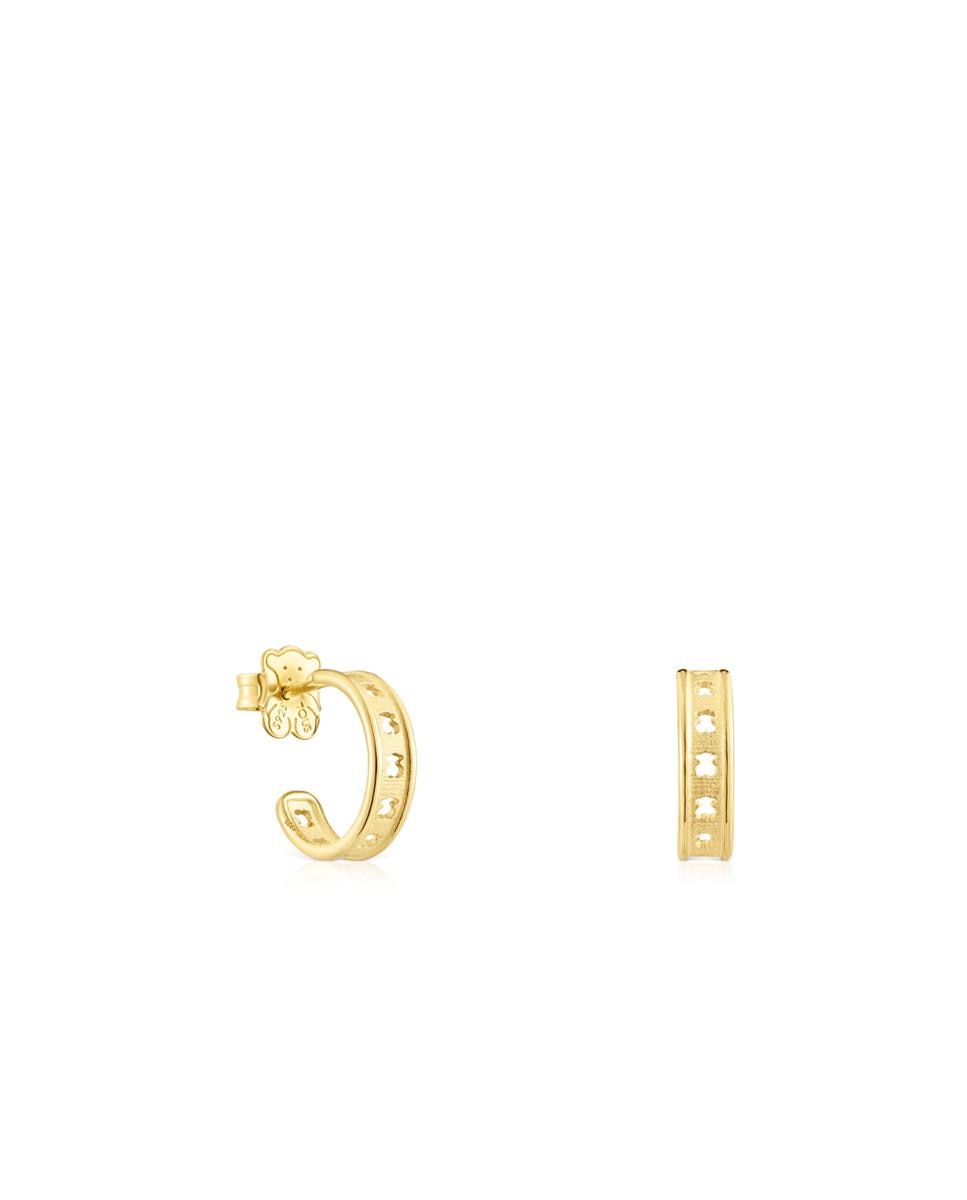 Brincos de Aro Bear Row Aro Banhados em Ouro de 18 Kt Sobre Prata Pequenos com Silhueta Dourado-1