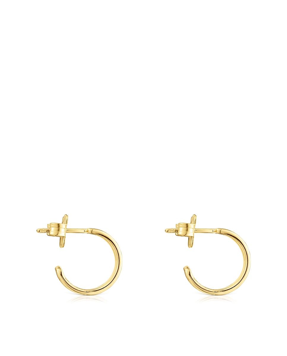 Brincos de Aro Bear Row Aro Banhados em Ouro de 18 Kt Sobre Prata Pequenos com Silhueta Dourado-2