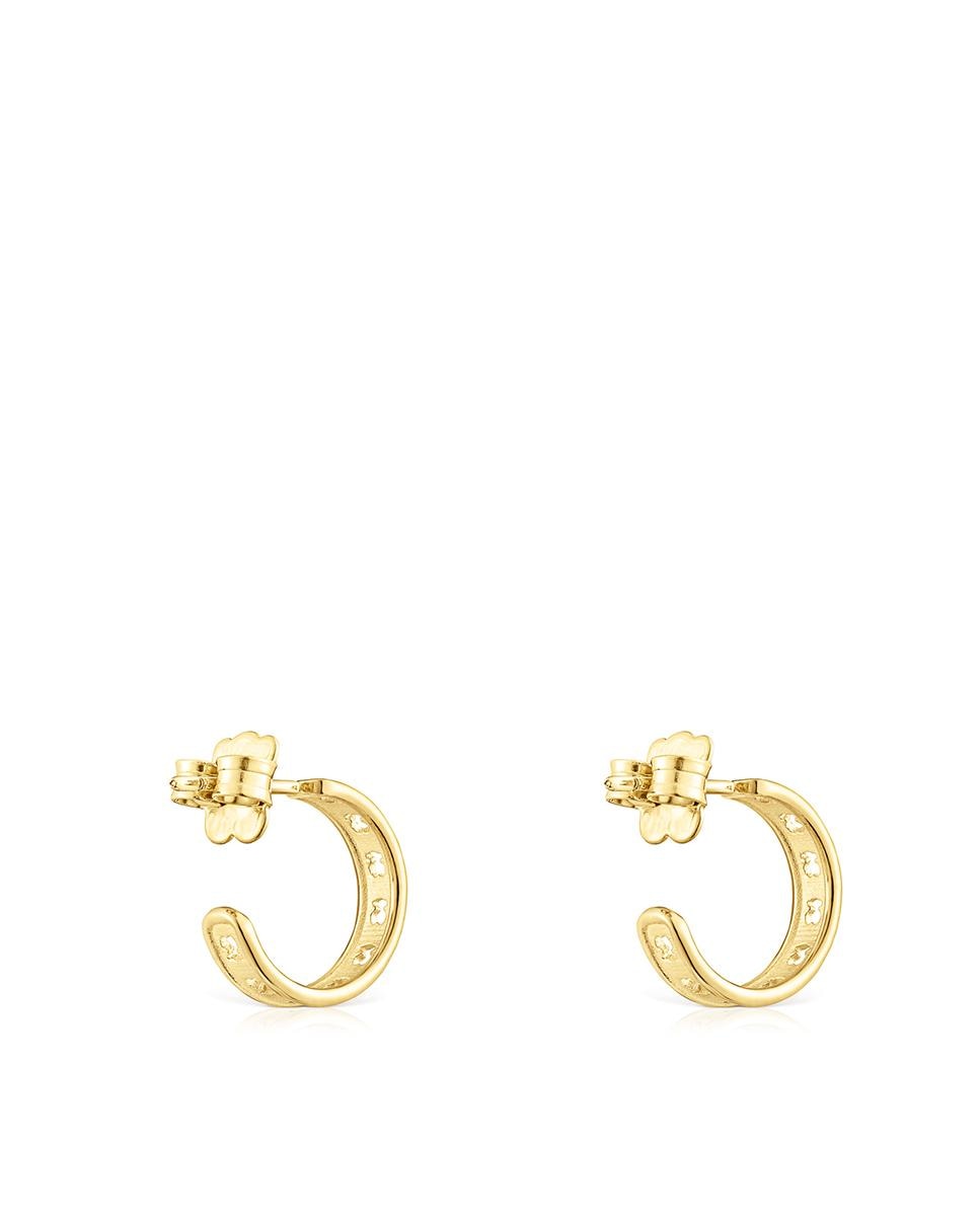 Brincos de Aro Bear Row Aro Banhados em Ouro de 18 Kt Sobre Prata Pequenos com Silhueta Dourado-3
