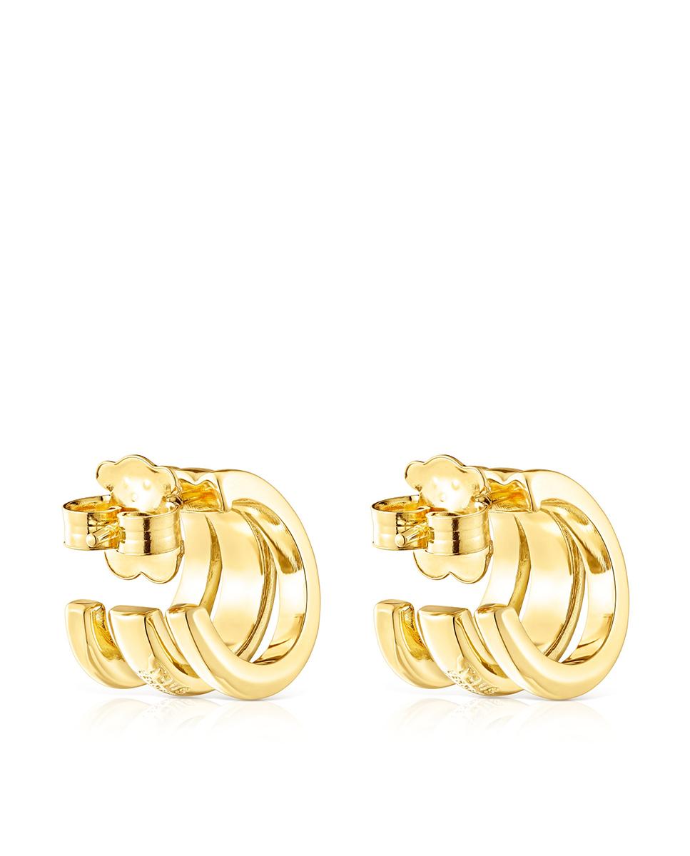 Brincos de Argola Fellow Tripla Argola Banhados em Ouro de 18 Kt Sobre Prata Dourado-3