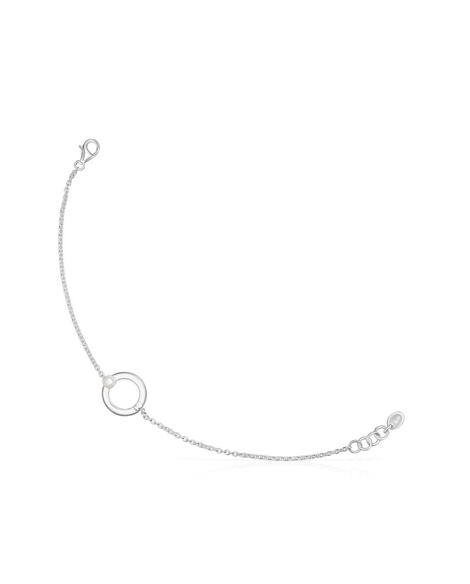 Pulseira de Corrente Fellow de Prata com Uma Pérola e Urso Branco-1