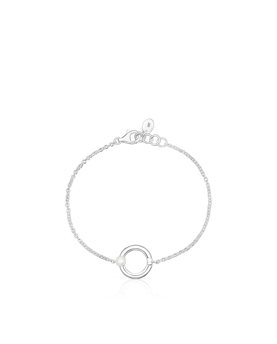 Pulseira de Corrente Fellow de Prata com Uma Pérola e Urso Branco-2
