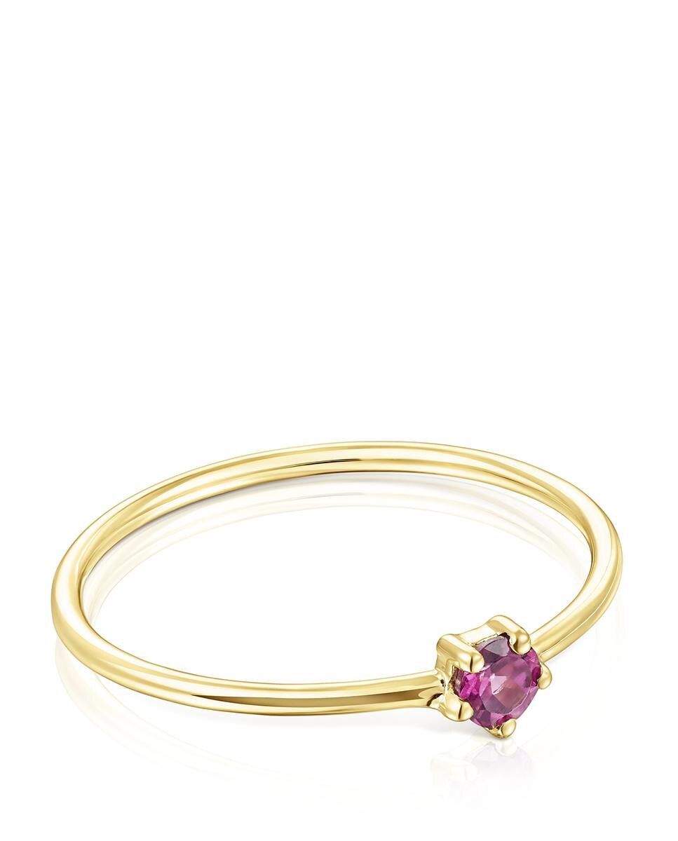 Anel Cool Joy de Ouro com Rodolita Vermelho-1