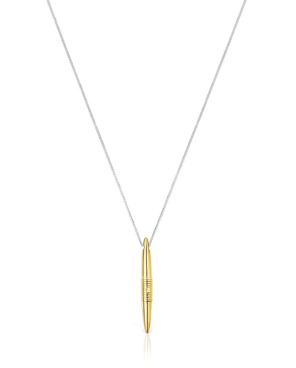 Colar Lure em Prata e Prata Vermeil com Pingente Grande Ouro-1