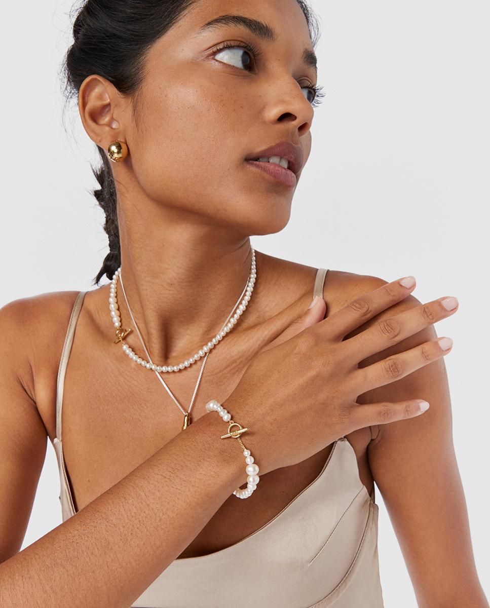 Pulseira Lure de Pérolas e Prata Vermeil Branco-4