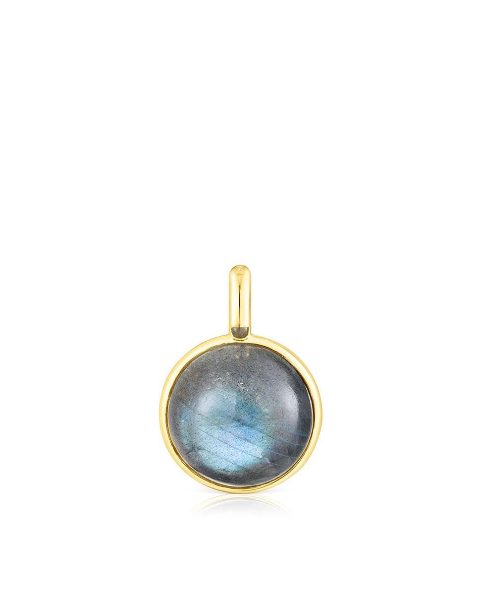 Pendente Plump Banhado em Ouro de 18 Kt Sobre Prata e Labradorite Cinzento-1