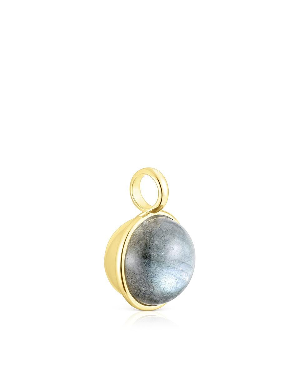 Pendente Plump Banhado em Ouro de 18 Kt Sobre Prata e Labradorite Cinzento-2