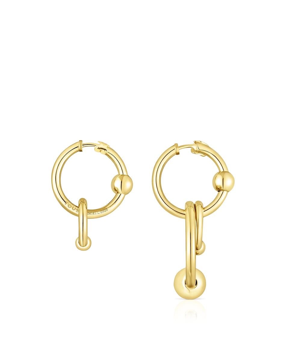 Brincos Plump Banhados a Ouro de 18 Kt em Prata Círculo Duplo Dourado-2