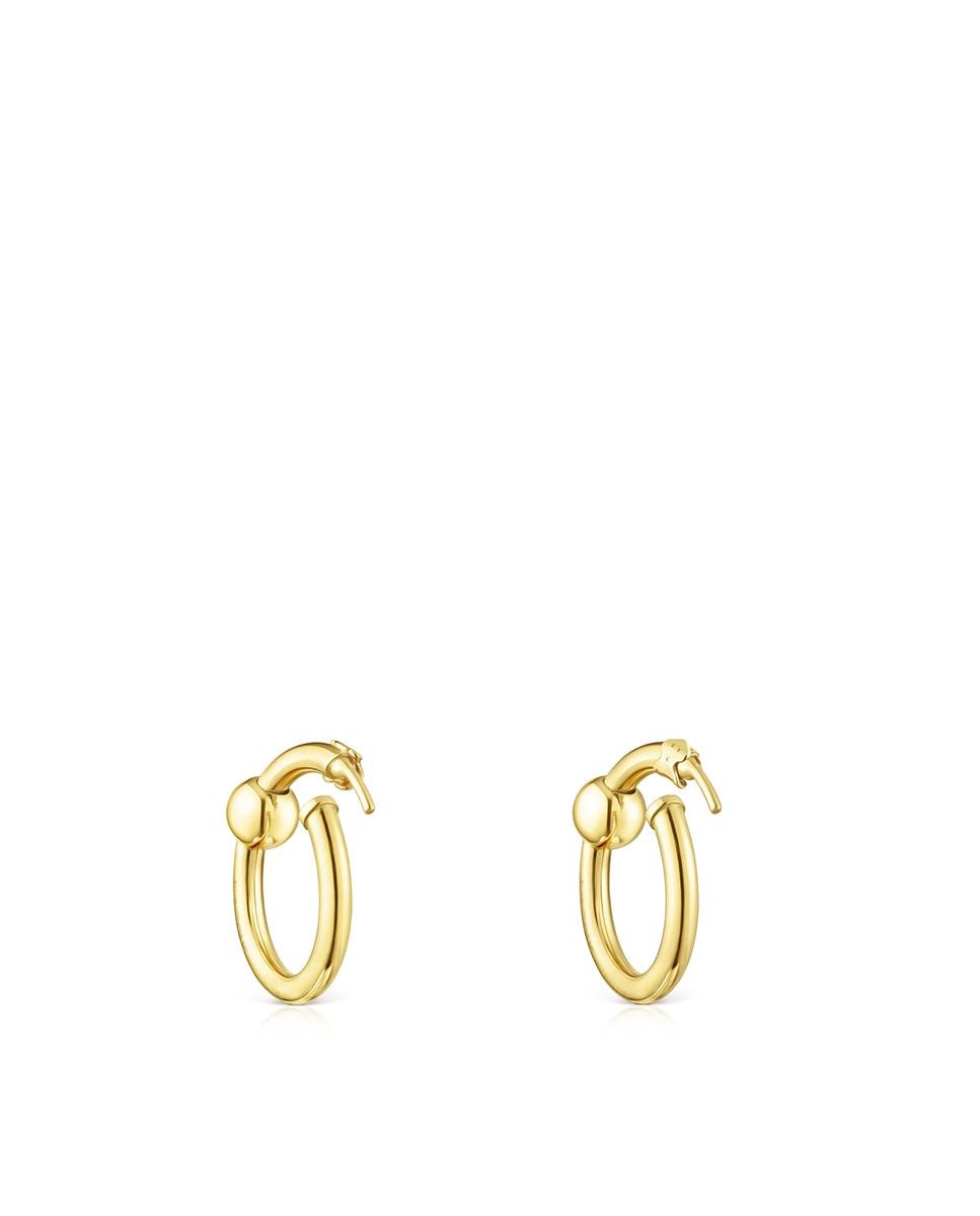 Brincos Plump Banhados a Ouro de 18 Kt em Prata Círculo Duplo Dourado-4