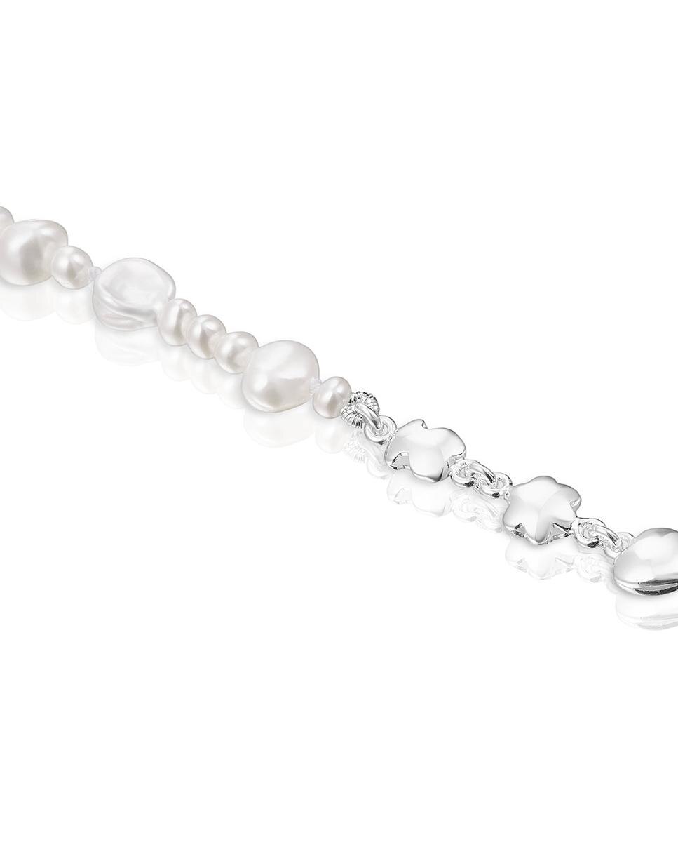 Pulseira de Corrente Mini Icons de Prata e Pérolas com Motivos Branco-3