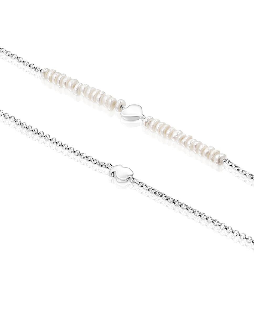 Pulseira de Corrente Mini Icons de Prata e Pérolas com Coração e Urso Branco-2