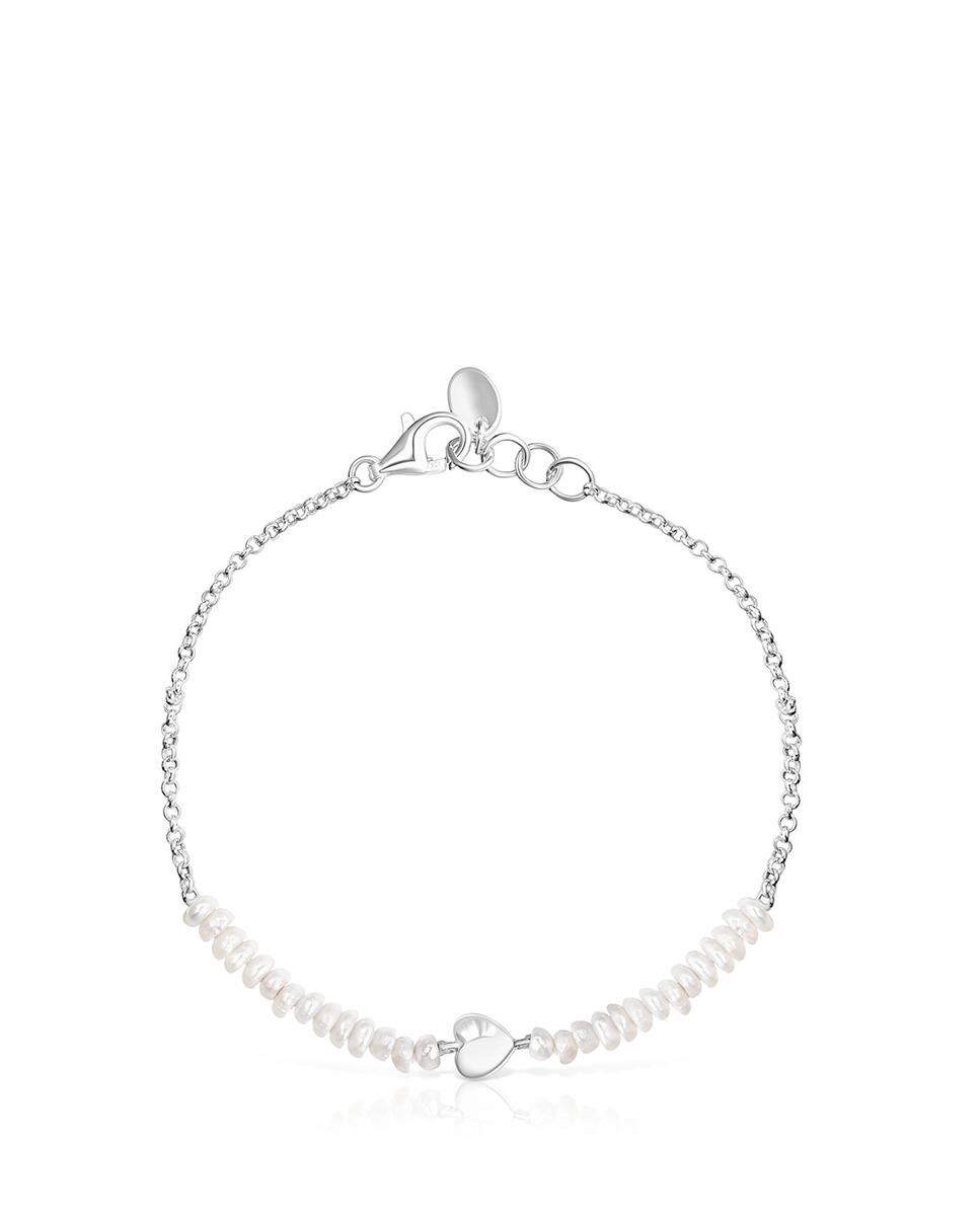 Pulseira de Corrente Mini Icons de Prata e Pérolas com Coração e Urso Branco-3