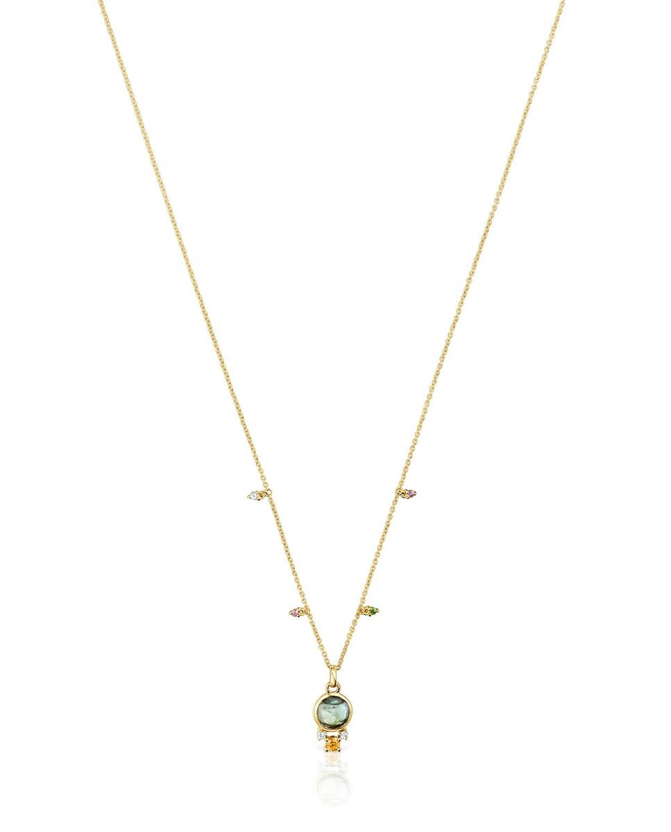 Colar Virtual Garden em Ouro com Labradorite e Pedras Branco-1