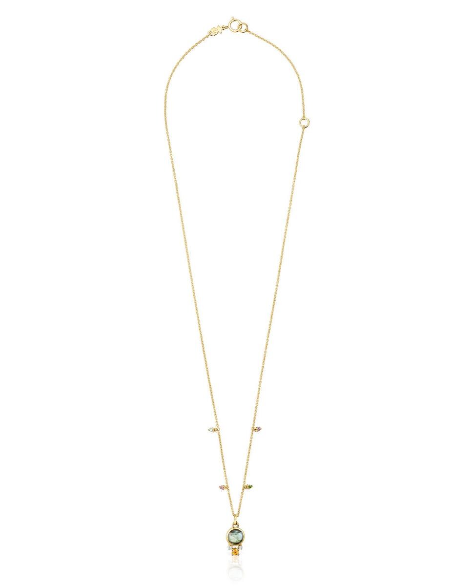 Colar Virtual Garden em Ouro com Labradorite e Pedras Branco-2