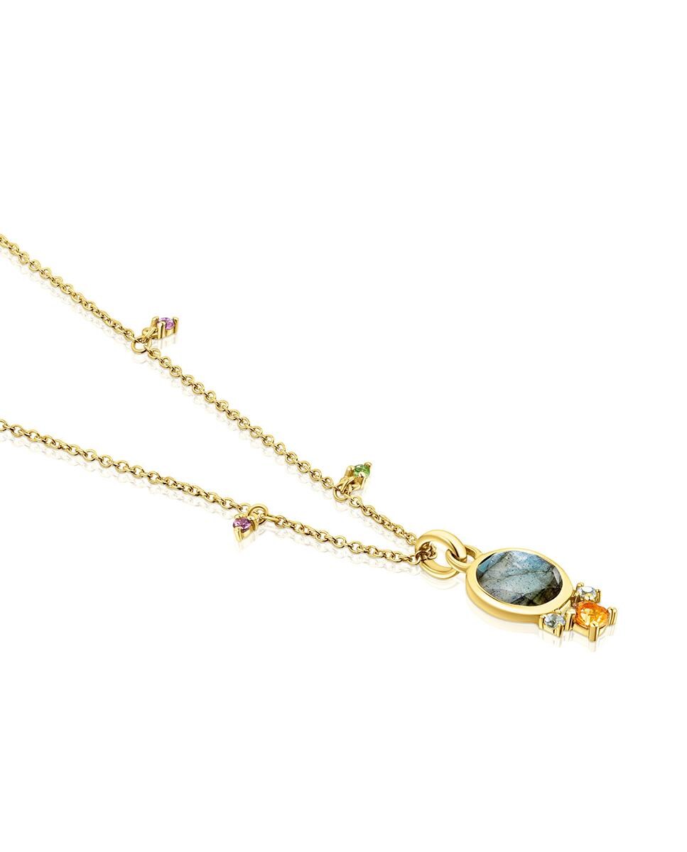 Colar Virtual Garden em Ouro com Labradorite e Pedras Branco-3
