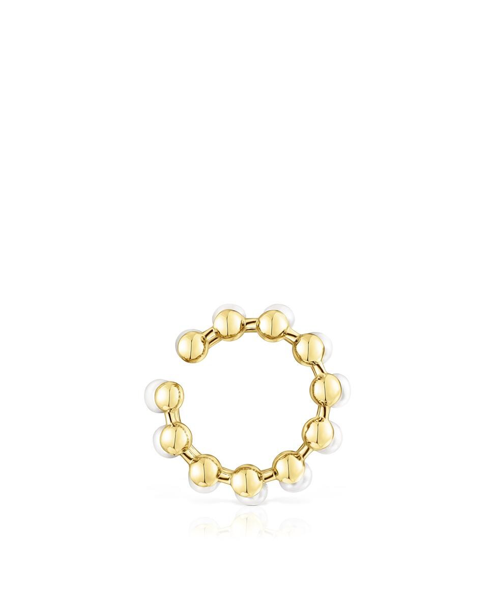 Ear Cuff Gloss Duplo em Prata Vermeil e Pérolas Cultivadas Branco-3
