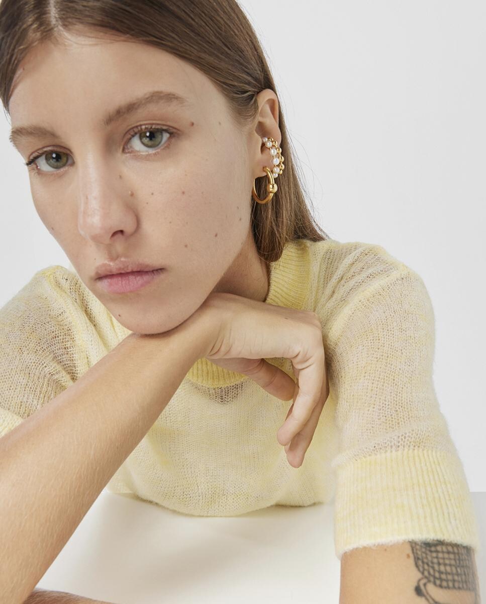 Ear Cuff Gloss Duplo em Prata Vermeil e Pérolas Cultivadas Branco-5