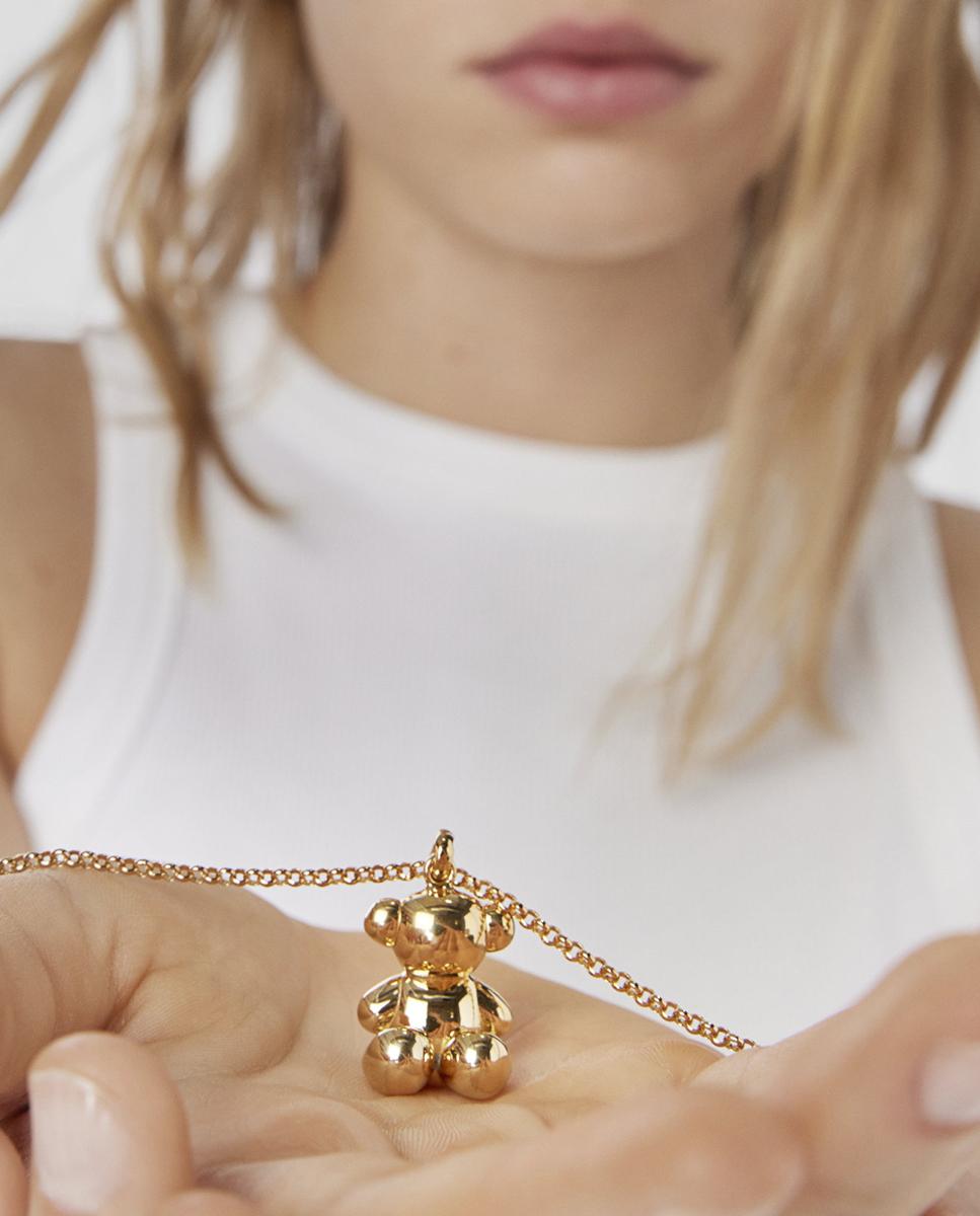 Pendente Bold Bear de Urso Grande Banhado em Ouro de 18 Kt Sobre Prata em Dourado Dourado-5